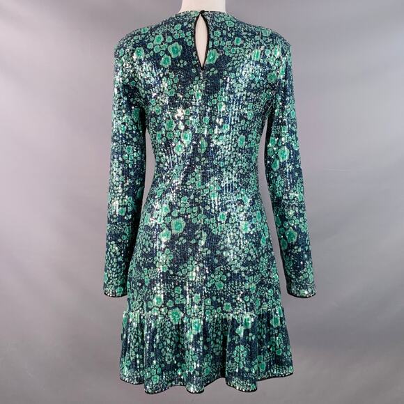 BAUM UND PFERDGARTEN Size M Navy Green Sequined Abstract Floral Cocktail Dress - Picture 4 of 7